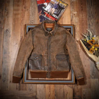Reproduction of RealMcCoy's S27622 Contract Compilation A2 Flight Suit Jacket Ground Cowhide Leather Jacket American Retro