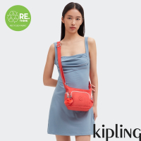 『牛角包』Kipling (網路獨家款) 活力珊瑚橘小巧多層側背包-GABBIE MINI