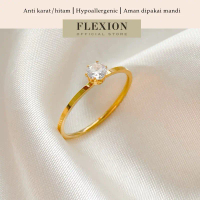 Flexion - Cincin Wanita Demi Titanium Anti Karat/Hitam/Luntur - Free Ring Adjuster - Aksesoris dan P