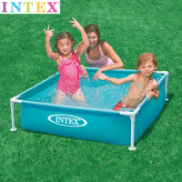 122cm 48" rectangular INTEX metal frame pool kid pool child play water pool steel frame blue color easy set summer piscina