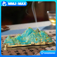 Pembakar Dupa Cina Klasik Ornamen Meja Zen 10.5cm Dengan Pemandangan Gunung Material Logam Tahan Pan