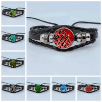 Glass Snap Clasp Metal Bead Bracelet Circuit Board Black Braided Leather Bracelet PCB Designer Bracelet Layout Engineer's Gift