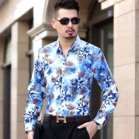 Men'S Fashions 2022 Autumn Spring Clothes Shirt Long Sleeves Big Size M-5XL 6XL 7XL Hawaiian Beach Casual Floral Shirt For Man