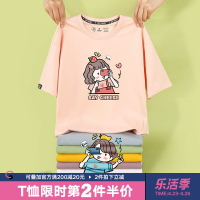 法式情侶裝2022新款卡通自拍男女孩短袖T恤ins超火寬松純棉半袖