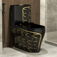 Wholesale black colored ceramic gold cracked floor mounted one piece siphonic s-trap washdown wc toilet bowl