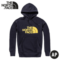 【The North Face 中性 LOGO連身帽T恤《深藍/黃》】4NEQ/保暖休閒大學T/連帽上衣/休閒長袖