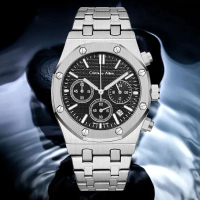 DISKON Cristiano Aillen Jam Tangan Pria 0833 Rantai Stainless Steel Kaca Sapphire Chronograph Water