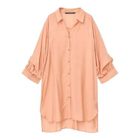 Kemeja Lengan Panjang Wanita - Bobo Tokyo - Miyuka 2-Way Sleeve Sheer Long Shirt One Size Salmon Pin
