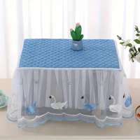Yarn Edge Microwave Dust Cover Rectangle Dust Proof Oven Cover Breathable Pastoral Style Tablecloth Kitchen Appliances
