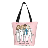 Best Friendship Medica Doctor Nurse Groceries Shopping Tote Bag Women Kawaii Canvas Shopper Shoulder Bags Big Capacity Handbag