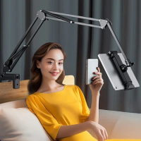 Tablet Holder For Bed IPad Stand 360° Rotating Bed Tablet Mount Stand With 90cm Metal Arm For 4.5~12.9 Inch Phone Tablet Bracket