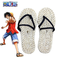 G7Anime  Luffy Costume For  Kid Boy Monkey D Luffy Slippers Straw Sandal Luffy Cosplay Shoes Size 35