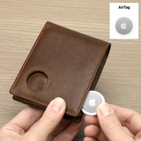 Airtag Wallet For Men Leather Mens Wallet RFID Trifold Wallets For Men With ID Window And Credit Card Holder