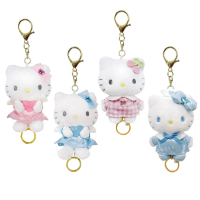 【小禮堂】Sanrio 三麗鷗 Hello Kitty 絨毛玩偶易拉扣鑰匙圈 - 90”s系列(平輸品)