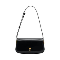 AMI Paris Shoulder Paris Paris Bag Cow Leather Black Black