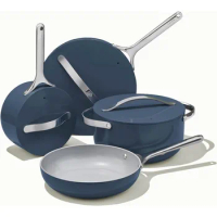 Caraway Nonstick Ceramic Cookware Set - Navy, PTFE &amp; PFOA Free, Oven &amp; Stovetop Safe, Pots and Pans Set