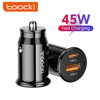 Toocki USB C Car Charger QC 4.0 PD3.0 45W Type C Fast Car Phone Charger For iPhone 14 13 12 Samsung S22 Ultra Xiaomi Huawei Poco