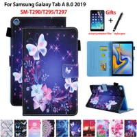 Coque Case For samsung galaxy tab A 8.0 2019 Cover SM-T290 SM-T295 T295 T297 Funda Tablet Fashion Painted Stand Capa Shell +Gift