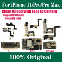Fully Tested Authentic Motherboard For iPhone 11/11Pro/ 11Pro Max 128g/256g/512g Original Mainboard With Face ID Cleaned iCloud