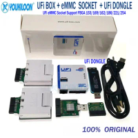 2024 NEW Original UFI Box Full Set /Ufi Box + UFI DONGLE +EMMC SOCKET Support FBGA 153/169/162/186/221/254 ful EMMC Service Tool