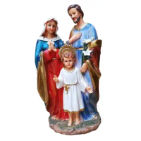 Holy Family Statue Jesus Mary Joseph Figurine Craft Virgin Mary Joseph Jesus Figures for Desktop Car Interior Living Room Office
