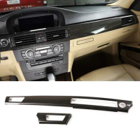 LHD For BMW 3 Series E90 2005 - 2012 ABS Carbon Fiber Texture Interior Center Console Dashboard Panel Cover Trim Strip