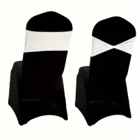 10pcs Hotel Banquet Wedding Chair Elastic Bow Back Flower Chair Back Band Decoration Chair Cover Bow