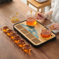 日式玻璃茶具家用整套簡約功夫茶杯透明茶壺泡茶器茶盤套裝