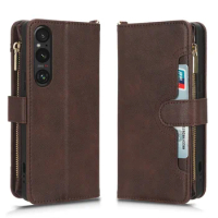 Fit in Sony Xperia 1V 2023 Luxury Zipper Bag with Cord skin PU Leather Case for Sony Xperia 1 V 2023 Phone Case