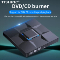 TISHRIC USB 3.0 Type-C External DVD Drive CD Player CD DVD RW Optical Drive DVD Burner DVD Writer For Laptop Notebook
