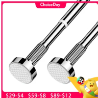 Household Bathroom Hanging Rod Extendable Non Punching Multifunctional Stainless Steel Tension Shower Curtain Rod