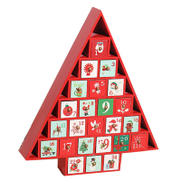 Christmas Wooden Calendar Cabinet Christmas Tree Desktop Ornaments Decoration Countdown Train Orname