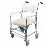 Aluminum Commode Chair with Wheels Toilet Chair for the Elderly with Wheels Toilet Stool Mobile Toilet Chair for the Disabled