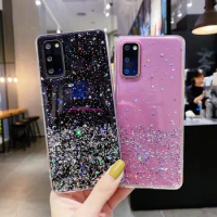Glitter Stars Phone Case For Samsung A72 A52 A32 A02S A12 A42 5G Cute Gradient Clear Cover For Galaxy M31S M51 A71 A51 A21S A31