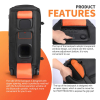กระเป๋าใส่นำพาแบบกันน้ำสำหรับ JBL PartyBox 720 - กระเป๋าถือพกพาพร้อมอุปกรณ์เสริม
