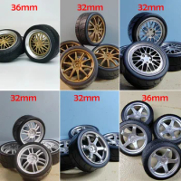 4pcs 1/18 32mm/36mm/42mm Diameter Plastic Wheels Rubber Tires RPF1 RAYS TE37 57CR CE28 BBS ABS Rims for 1:18 Model Car