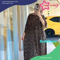 [PROMO NEW FUNA] Midi dress quenss Rayon Premium Jumbo Ld 120 Busui Berkualitas marbel hitam