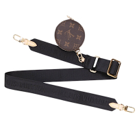 LV Louis Vuitton路易威登J02487帆布圓形零錢包掛飾背帶(黑色)