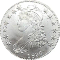 1836 United States 50 Cents ½ Dollar Liberty Eagle Capped Bust Half Dollar Cupronickel Plated Silver White Copy Coin