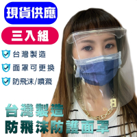MIT 台灣製造 防飛沫全透明防護防霧面罩 全方位防護面罩(三入組)