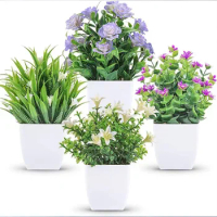 1pc Simulated Fake Flowers Eucalyptus Bonsai Tabletop Ornament Plants Bonsai Home Decor Artificial Plants Small