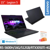 【Lenovo送微軟M365+1TB雲端硬碟】Legion 5 15.6吋電競筆電82JW00FQTW(R5-5600H/16G/512G/RTX3050Ti/W11)