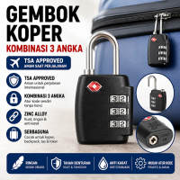 Gembok Koper Tsa Kombinasi 3 Digit Angka Kunci Koper Bandara Anti Maling Travel Lock Zinc Alloy Gemb