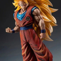 Dragon Ball Goku GK Model with Yellow Hair Standing Super Saiyan 3 Son Goku Model