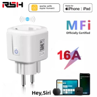 For Apple Homekit Plug EU Smart Socket 16A WiFi Outlet With Electric Quantity Siri Voice Control Compatible Alexa Google Home
