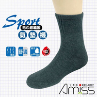 【我們這一家】(6雙入)【Amiss】厚底純棉-運動氣墊1/2毛巾棉襪