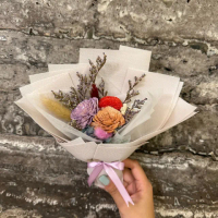 【A-ONE 匯旺】通草擴香花 小花束 索拉花 畢業乾燥花束 紫色永生花 乾燥玫瑰花束