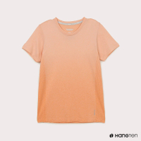 【Hang Ten】女裝-恆溫多功能-銀纖維無縫涼感抗菌除臭漸層短袖T恤-淺橘