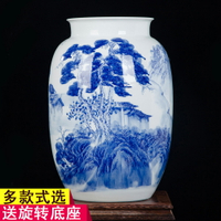 景德鎮陶瓷花瓶擺件新中式手繪青花瓷插花器客廳電視柜裝飾工藝品