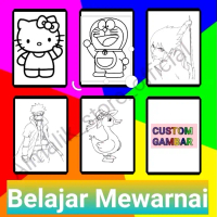 ( 8PCS) KERTAS Belajar Mewarnai gambar anak anak mewarnai dengan pensil warna gambar kartun karakter